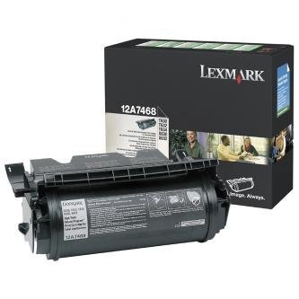 Lexmark oryginalny toner 12A7468. black. 21000s. return. Lexmark T630. T632. T634. X630. X632e. label application 12A7468