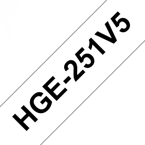Taśma Brother HGE-251, czarny druk/biały podkład, 8m, 24mm, 5 SZT. W OPAKOWANIU, CENA ZA HGE251V5