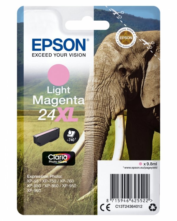 Tusz EPSON C13T24364012, T2436, 24XL, light magenta, 9,8ml, Epson