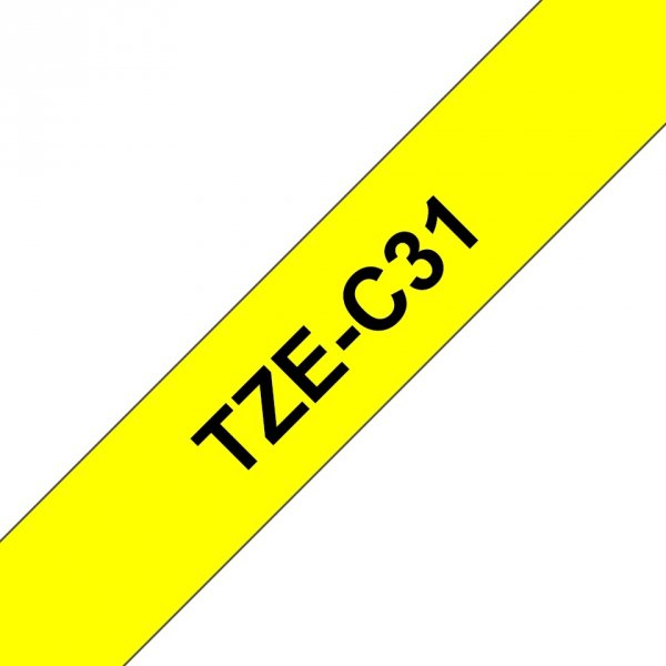 Taśma Brother TZE-C31. czarny druk/sygnalizacyjny żółty podkład. laminowane. 5m. 12mm TZEC31