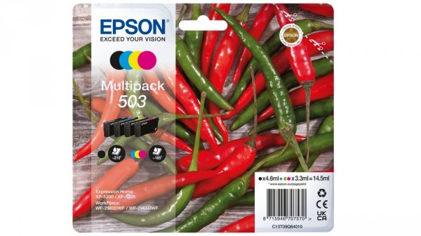 Tusz EPSON C13T09Q64010, T09Q640, 503, CMYK, 550s, 3x3.3/4.6ml, Epson XP-5200, XP-5205, WF-2960dwf, WF-2965dwf