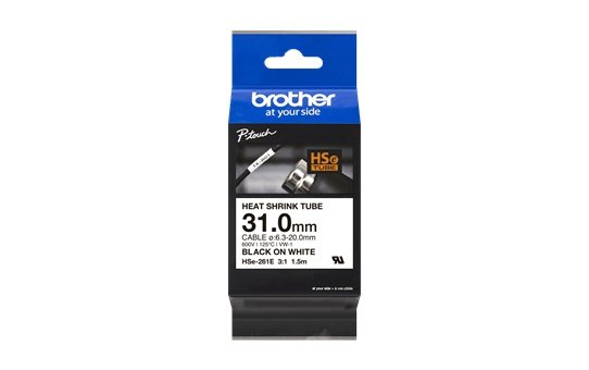 Taśma Brother HSE-261E, czarny druk/biały podkład, 1.5m, 31mm