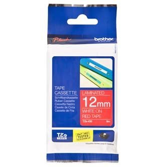 Taśma Brother TZE-435. biały druk/czerwony podkład. laminowane. 8m. 12mm TZE435
