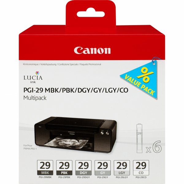 Tusz Canon PGI-29 MBK/PBK/DGY/GY/LGY/CO Multi pack. black/color. 4868B018. Canon Pixma Pro 1 4868B018