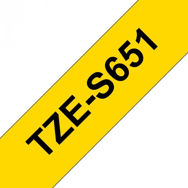 Taśma Brother TZE-S651, czarny druk/żółty podkład, laminowane, 8m, 24mm, mocny klej