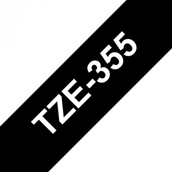 Taśma Brother TZE-355. biały druk/czarny podkład. laminowane. 8m. 24mm TZE355