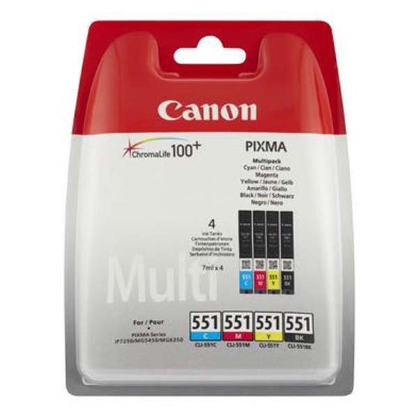 Canon oryginalny Wkład atramentowy / tusz CLI551. CMYK. 4Ă—7ml. 6509B008. Canon PIXMA iP7250. MG5450. MG6350 6509B008