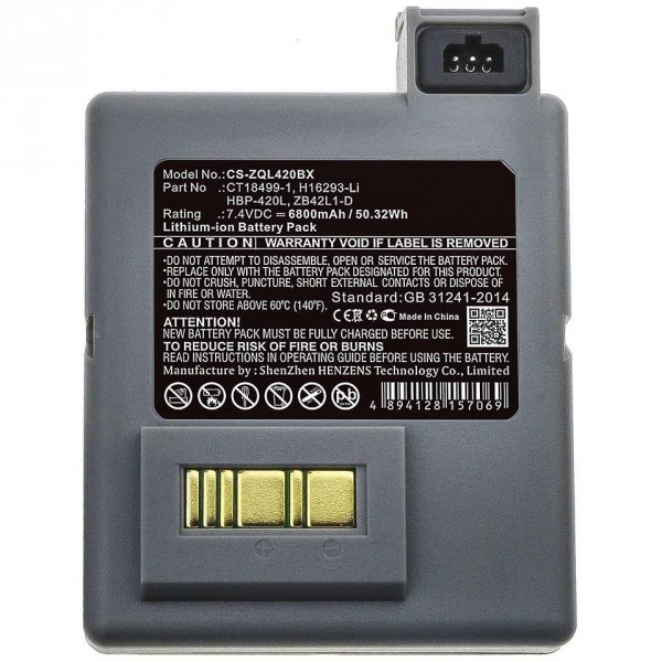 Części / CoreParts / zamiennik / Battery for Portable Printer 50.32Wh Li-ion 7.4V 6800mAh  Grey for Zebra Portable Printer P4T, RP4, RP4T
