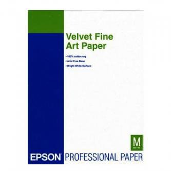 Epson Velvet Fine Art Paper, artystyczny papier, aksamitny, biały, A3+, 260 g/m2, 20 szt., C13S041637, atrament
