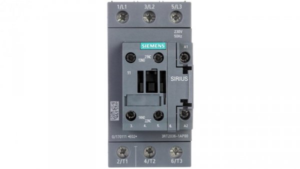 Stycznik mocy 51A 3P 22kW 230V AC 1Z+1R S2 3RT2036-1AP00