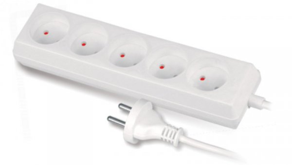 Przedłużacz 5-gniazd b/u 10A 3m /OMY 2x1/ biały PS-560
