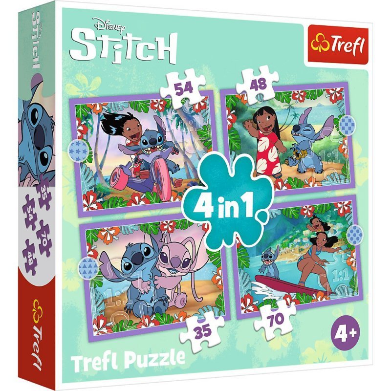 Trefl Puzzle 4w1 Szalony dzień Lilo i Stitch