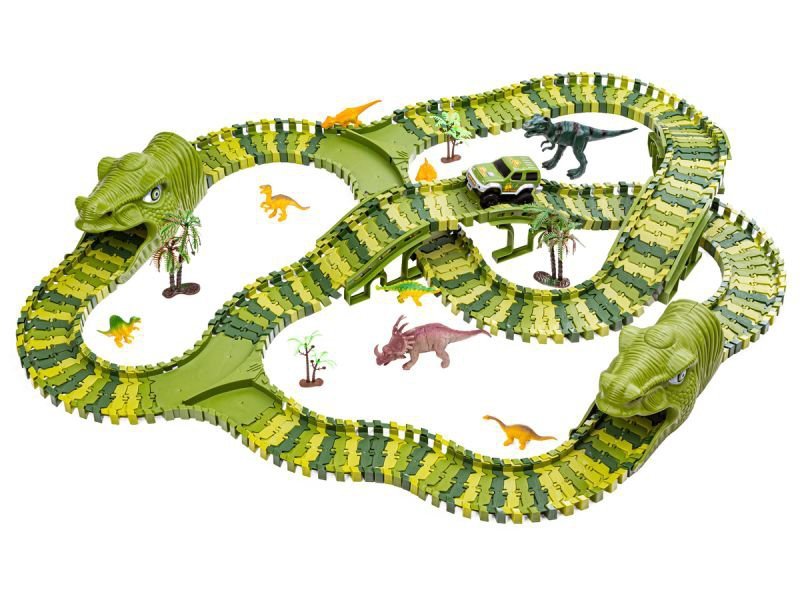 Duży Tor Samochodowy, Wyścigowy - Park Dinozaurów 270 El. ( 240 + 30 )