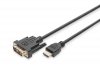 Digitus Kabel adapter HDMI Standard 1080p 60Hz FHD Typ HDMI A/DVI-D (18+1) M/M 10m Czarny