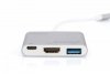 Digitus Multi Adapter 1xHDMI 4K 30Hz UHD, 1xUSB Typ C PD (61W), 1xUSB A 3.0 na USB Typ C, Aluminiowy