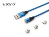 Elmak Kabel Magnetyczny USB - USB Typ C, Micro i Lightning 2m SAVIO CL-157 Niebieski