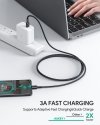 AUKEY CB-CC3 OEM nylonowy kabel Quick Charge USB C - USB C | 3m | 5Gbps | 60W PD | 20V