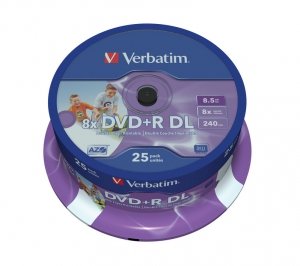 Verbatim DVD+R  (8x) 8,5GB DoubleLayer CB 25  PRINTABLE  43667