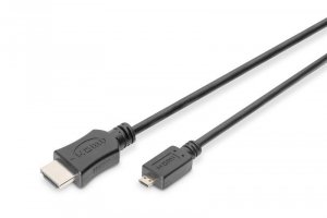 Digitus Kabel połączeniowy HDMI HighSpeed z Ethernetem 4K 60Hz UHD Typ HDMI A/HDMI D M/M 1m Czarny
