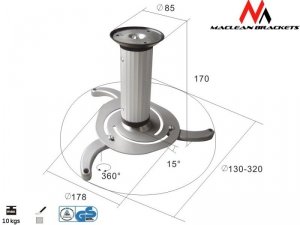 Maclean Uchwyt sufitowy do projektora Maclean MC-515 S 80-170mm 10kg