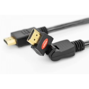 EDNET Kabel połączeniowy HDMI HighSpeed z Ethernetem obracany 4K 60Hz UHD Typ HDMI A/HDMI A M/M nylon 2m