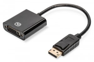 Digitus Kabel adapter Displayport z zatrzaskiem 1080p 60Hz FHD Typ DP/DVI-I (24+5) M/Ż 0,15m Czarny