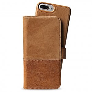 Holdit Selected walletcase Tronningenas skóra/zamsz brązowy iPhone 7 8