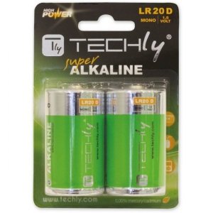 Techly Baterie alkaliczne LR20D 2 szt, (IBT-LR20T2B)
