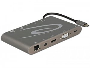 Delock Replikator portów USB-C -> Mic, Audio, HDMI, LAN, 3x USB 3.0 + zasilanie Szary