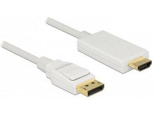 Delock Kabel DisplayPort v1.2A - HDMI M/M 4K 1M biały Premium