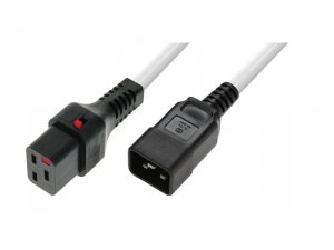 Digitus Kabel zasilający serwerowy blokada IEC LOCK 3x1,5mm2 C20 prosty/C19 prosty M/Ż 2m Biały