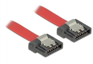 Delock Kabel SATA DATA III (6GB/S) F/F 50cm z zatrzaskami metalowymi FLEXI czerwony