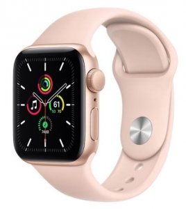 Apple Zegarek SE GPS + Cellular, 44mm koperta z aluminium w kolorze złotym z paskiem sportowym w kolorze piaskowego różu - Regul