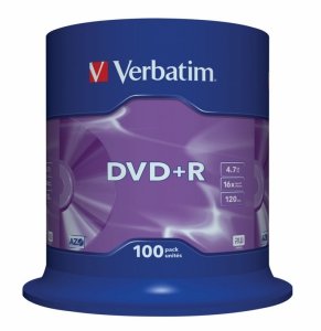 Verbatim DVD+R 16x 4.7GB 100P CB            43551