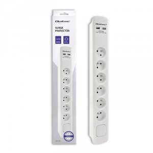 Qoltec Listwa antyprzepięciowa | 6 gniazd | 2xUSB | 1.8m | Biała