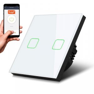 Maclean Dotykowy włącznik światła podwójny Wi-Fi SMART MCE717W Biały