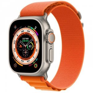 Apple Watch Ultra GPS + Cellular, 49 mm Koperta tytanowa z opaską Alpine w kolorze pomarańczowym - S