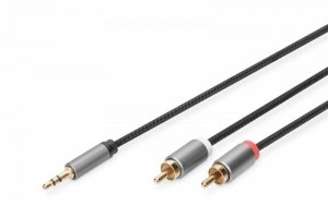 Digitus Kabel adapter audio MiniJack/Cinch Stereo Typ 3.5mm/2xRCA M/M nylon 1,8m