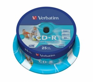 Verbatim CD-R 52x 700MB 25P CB Printable   43439