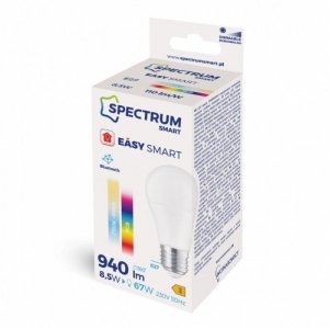 SPECTRUM SMART Żarówka EASY SMART Bluetooth Mesh GLS 8,5W RGBW+CCT+DIM