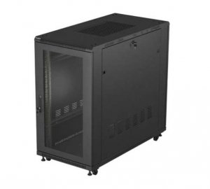 Lanberg Szafa instalacyjna rack stojąca 19 22U 600x1200 czarna drzwi   perforowane (flat pack)