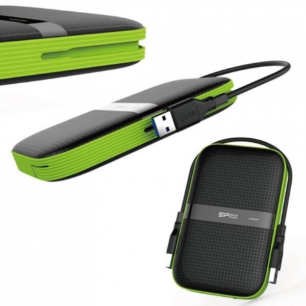Dysk zewnętrzny HDD Silicon Power Armor A60 (5TB; 2.5&quot;; USB 3.2; 5400 obr/min; Green-Black; SP050TBPHDA60S3K)