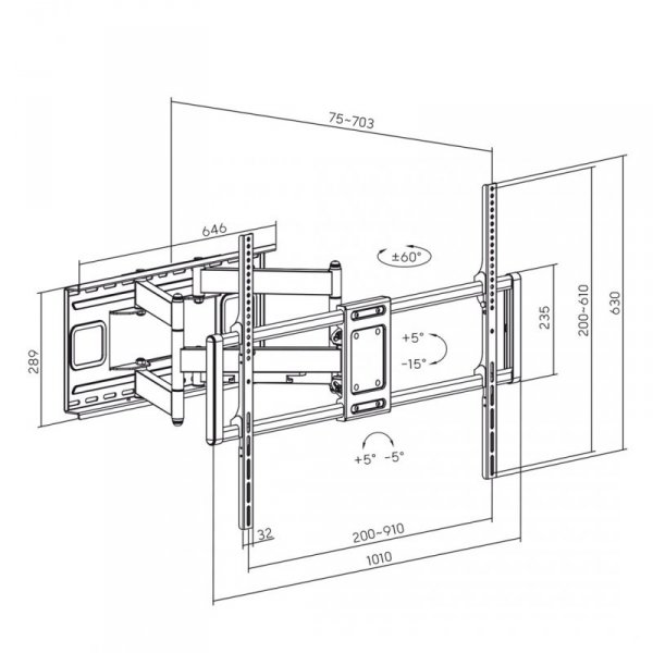 MACLEAN UCHWYT DO TV EKONOMICZNY 60-120&quot; 120KG VESA 900X600 MC-482