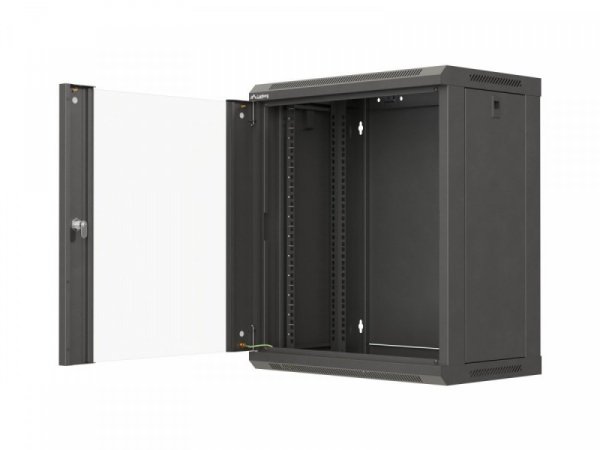 Lanberg Szafa instalacyjna rack wisząca 19 cali 12U 540x350 czarna drzwi przeszklone (flat pack)
