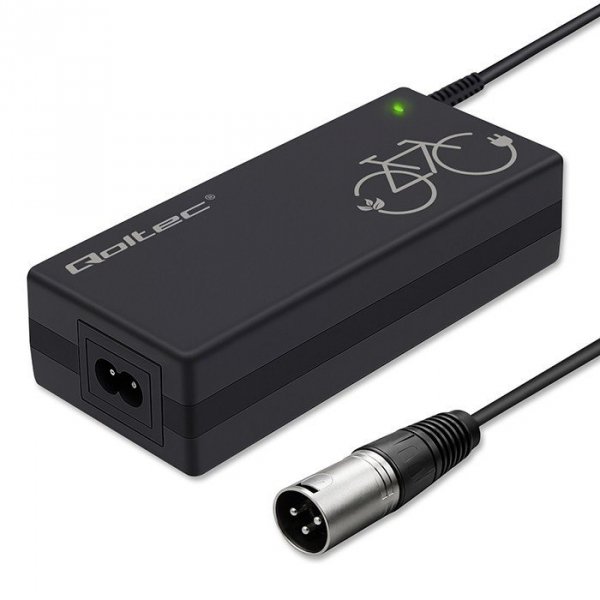 Qoltec Ładowarka do roweru elektrycznego 36V | 42V | 2A | 3P XLR-18mm  + kabel zasilający