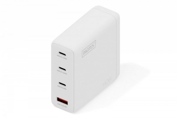 Digitus Ładowarka sieciowa GaN II 140W | 3x USB-C, 1x USB-A | PD 3.0, QC 3.0 | Biała