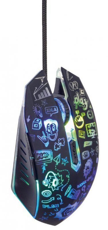Gembird Mysz optyczna LED, 6-przyciskowa, USB, czarna