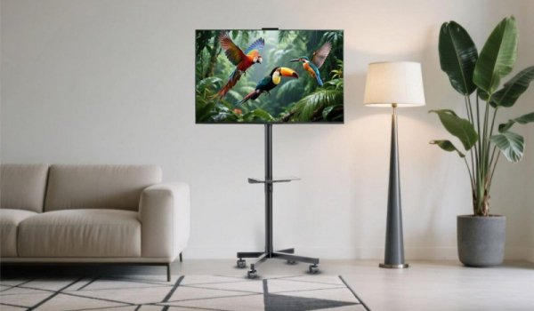 Gembird Stojak podłogowy pod telewizor, mobilny, na kółkach, regulowany, 32-55 cali, kolor czarny