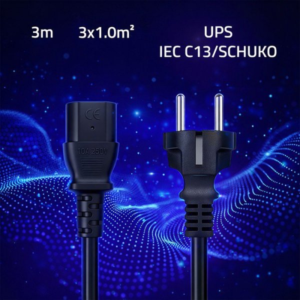 Qoltec Kabel zasilający SCHUKO CEE 7/7 (E/F) | IEC C13 | 3x1.0mm2 | Czysta miedź Cu | 3m