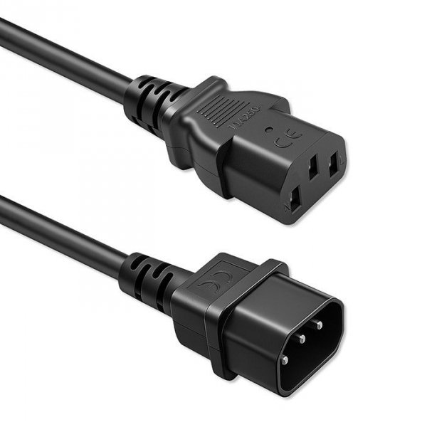 Qoltec Kabel zasilający IEC C13 | C14 | 3x1.0mm2 | Czysta miedź Cu | 1m